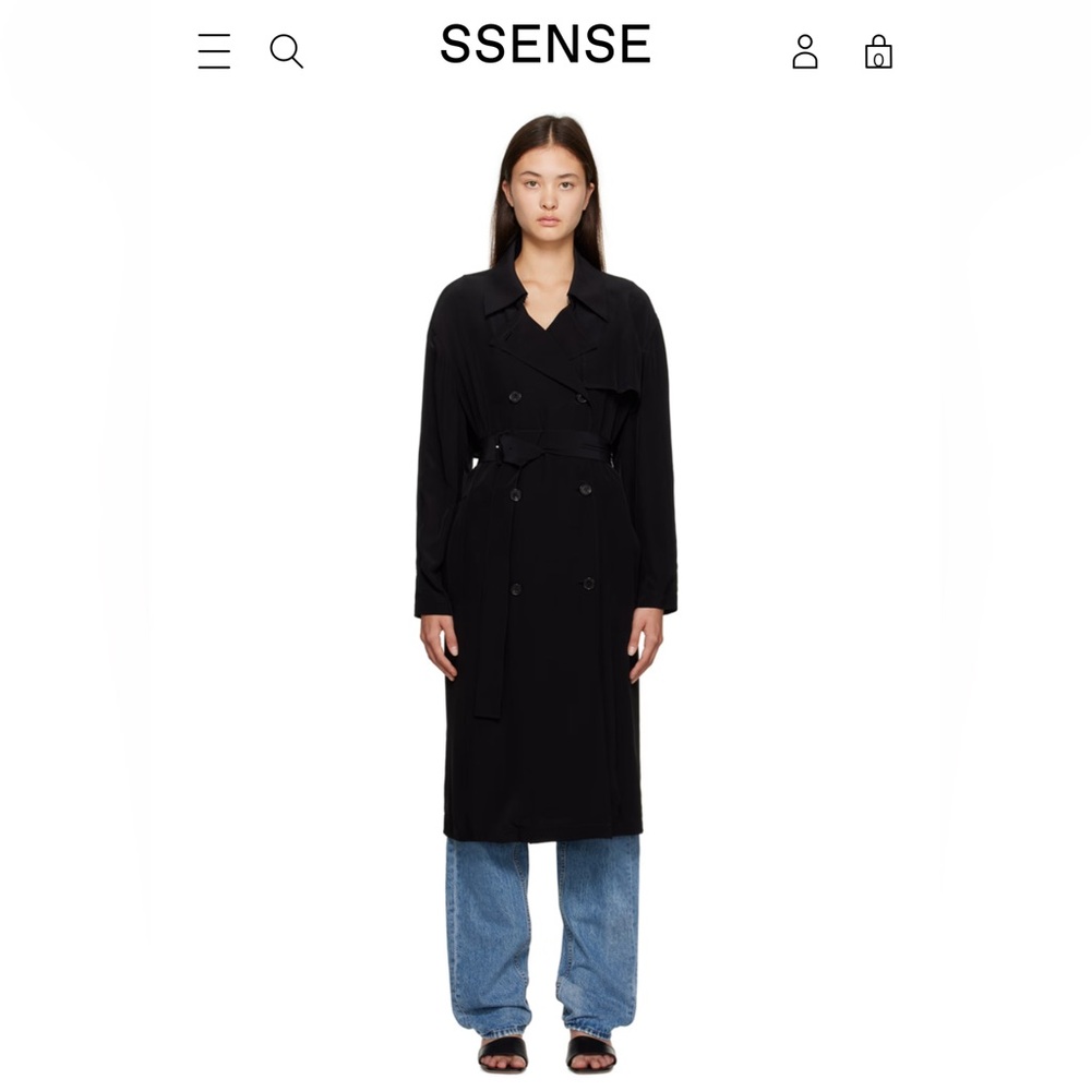 THEORY black minimalist trench coat, size 10